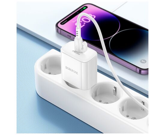 Зарядное устройство BOROFONE BA81A USB-C PD20W + cable USB-C to Lightning White (6941991108198), изображение 9 Зарядное устройство BOROFONE BA81A USB-C PD20W + cable USB-C to Lightning White (6941991108198), изображение 9