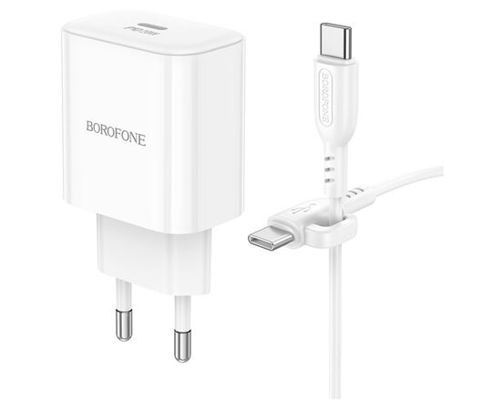 Зарядное устройство BOROFONE BA81A USB-C PD20W + cable USB-C to USB-C White (6941991108204), изображение 3 Зарядное устройство BOROFONE BA81A USB-C PD20W + cable USB-C to USB-C White (6941991108204), изображение 3