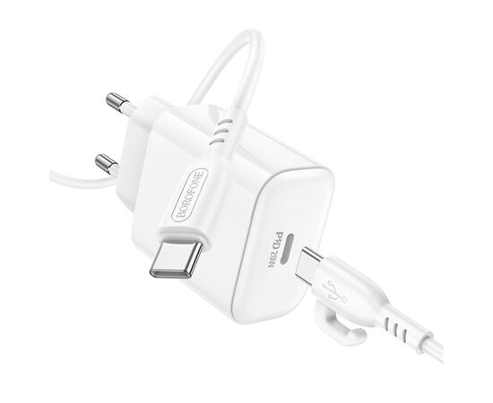 Зарядное устройство BOROFONE BA81A USB-C PD20W + cable USB-C to USB-C White (6941991108204), изображение 5 Зарядное устройство BOROFONE BA81A USB-C PD20W + cable USB-C to USB-C White (6941991108204), изображение 5