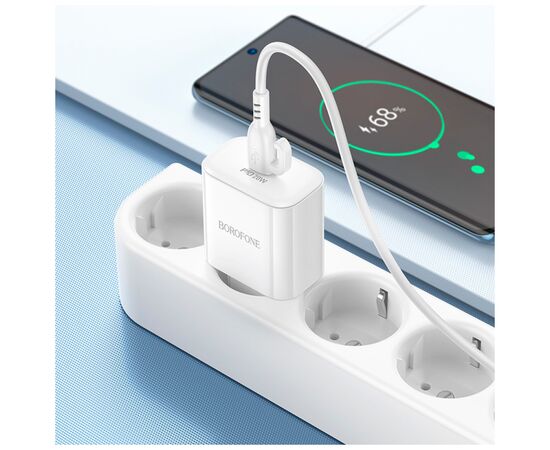 Зарядное устройство BOROFONE BA81A USB-C PD20W + cable USB-C to USB-C White (6941991108204), изображение 9 Зарядное устройство BOROFONE BA81A USB-C PD20W + cable USB-C to USB-C White (6941991108204), изображение 9
