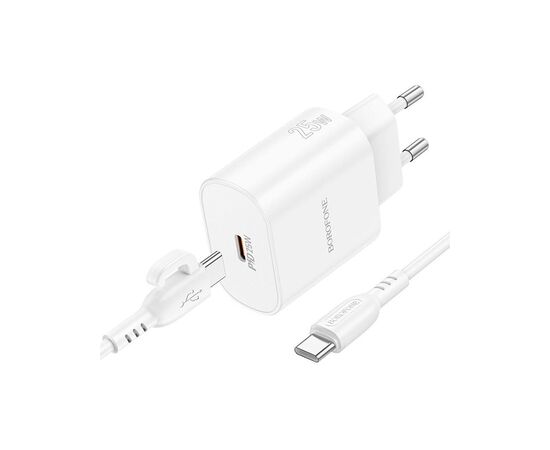 Зарядное устройство BOROFONE BA82A Platinum USB-C PD25W + cable USB-C to USB-C White (6941991112270), изображение 2 Зарядное устройство BOROFONE BA82A Platinum USB-C PD25W + cable USB-C to USB-C White (6941991112270), изображение 2