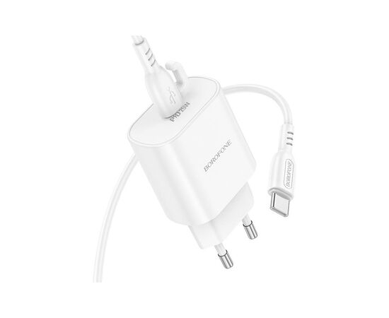 Зарядное устройство BOROFONE BA82A Platinum USB-C PD25W + cable USB-C to USB-C White (6941991112270), изображение 3 Зарядное устройство BOROFONE BA82A Platinum USB-C PD25W + cable USB-C to USB-C White (6941991112270), изображение 3
