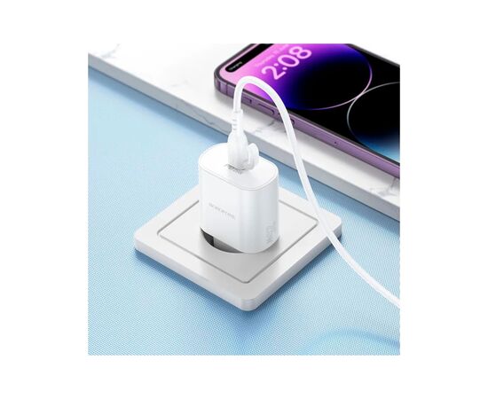 Зарядное устройство BOROFONE BA82A Platinum USB-C PD25W + cable USB-C to USB-C White (6941991112270), изображение 8 Зарядное устройство BOROFONE BA82A Platinum USB-C PD25W + cable USB-C to USB-C White (6941991112270), изображение 8