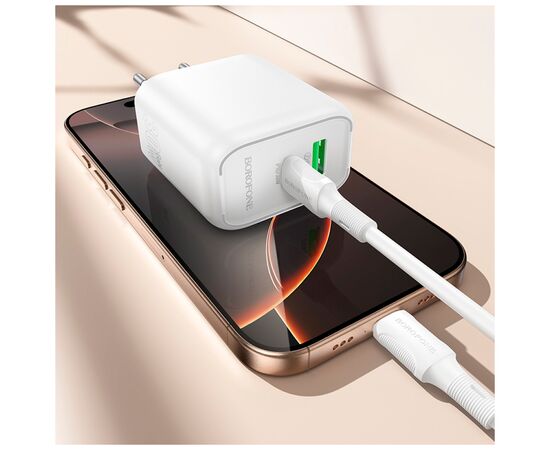 Зарядное устройство BOROFONE BA89A Destello 1xUSB-C PD30W + 1xUSB QC3.0 White (6941991119361), изображение 8 Зарядное устройство BOROFONE BA89A Destello 1xUSB-C PD30W + 1xUSB QC3.0 White (6941991119361), изображение 8