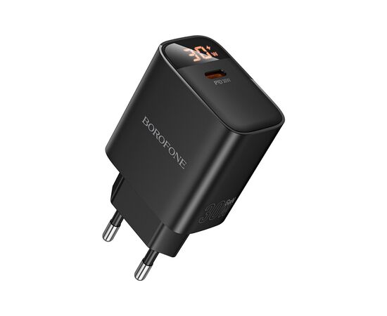 Зарядний пристрій BOROFONE BA97A Ilustre USB-C PD30W digital display Black (6941991120480)