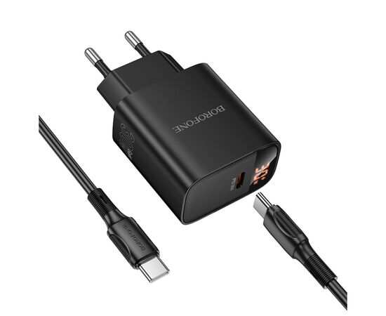 Зарядное устройство BOROFONE BA97A Ilustre USB-C PD30W digital display + cable USB-C to USB-C Black (6941991120503), изображение 3 Зарядное устройство BOROFONE BA97A Ilustre USB-C PD30W digital display + cable USB-C to USB-C Black (6941991120503), изображение 3
