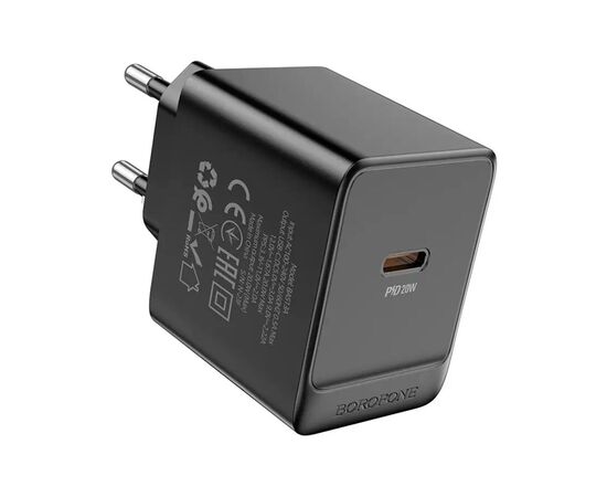 Зарядное устройство BOROFONE BAS13A Erudite USB-C PD20W Black (6941991104855), изображение 2 Зарядное устройство BOROFONE BAS13A Erudite USB-C PD20W Black (6941991104855), изображение 2