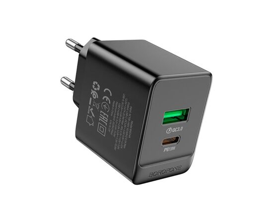 Зарядное устройство BOROFONE BAS14A Erudite 1xUSB-C PD20W + 1xUSB QC3.0 Black (6941991104947), изображение 3 Зарядное устройство BOROFONE BAS14A Erudite 1xUSB-C PD20W + 1xUSB QC3.0 Black (6941991104947), изображение 3