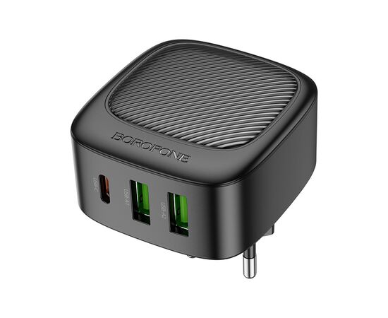 Зарядное устройство BOROFONE BAS23A Lucky 1xUSB-C + 2xUSB PD30W Black (6941991109386), изображение 2 Зарядное устройство BOROFONE BAS23A Lucky 1xUSB-C + 2xUSB PD30W Black (6941991109386), изображение 2