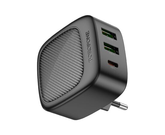 Зарядное устройство BOROFONE BAS23A Lucky 1xUSB-C + 2xUSB PD30W Black (6941991109386), изображение 4 Зарядное устройство BOROFONE BAS23A Lucky 1xUSB-C + 2xUSB PD30W Black (6941991109386), изображение 4