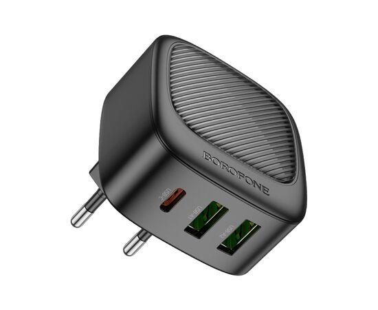 Зарядное устройство BOROFONE BAS23A Lucky 1xUSB-C + 2xUSB PD30W Black (6941991109386), изображение 5 Зарядное устройство BOROFONE BAS23A Lucky 1xUSB-C + 2xUSB PD30W Black (6941991109386), изображение 5