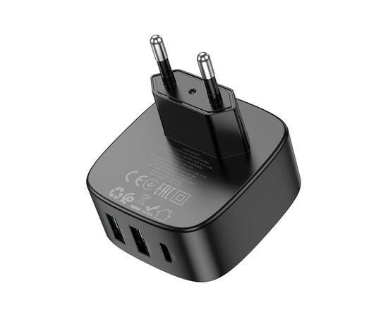 Зарядное устройство BOROFONE BAS23A Lucky 1xUSB-C + 2xUSB PD30W Black (6941991109386), изображение 6 Зарядное устройство BOROFONE BAS23A Lucky 1xUSB-C + 2xUSB PD30W Black (6941991109386), изображение 6