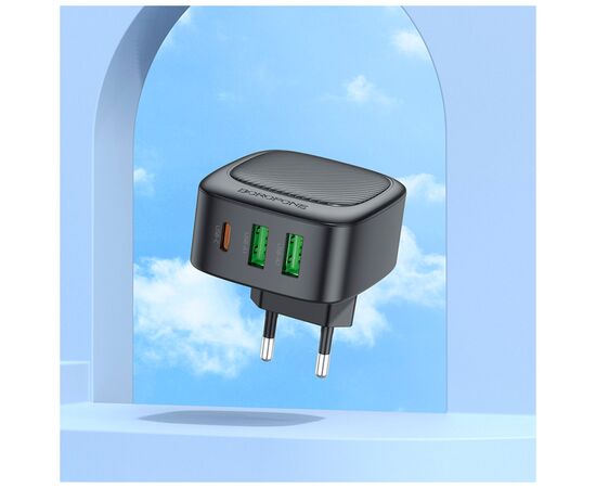 Зарядное устройство BOROFONE BAS23A Lucky 1xUSB-C + 2xUSB PD30W Black (6941991109386), изображение 8 Зарядное устройство BOROFONE BAS23A Lucky 1xUSB-C + 2xUSB PD30W Black (6941991109386), изображение 8