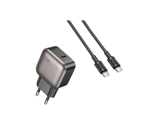 Зарядное устройство BOROFONE BAS53A Absolute USB-C PD20W + cable USB-C to USB-C Black (6941991116193), изображение 2 Зарядное устройство BOROFONE BAS53A Absolute USB-C PD20W + cable USB-C to USB-C Black (6941991116193), изображение 2