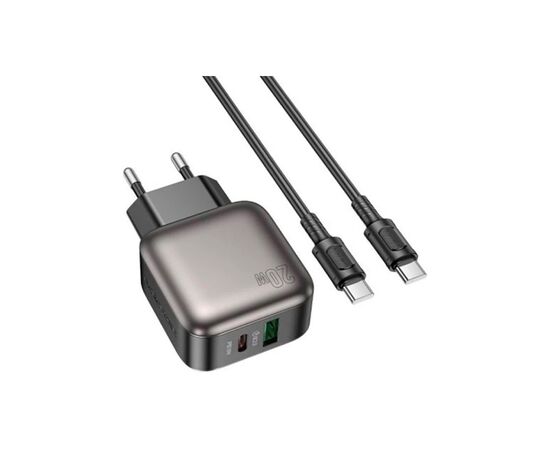 Зарядний пристрій BOROFONE BAS53A Absolute USB-C PD20W + cable USB-C to USB-C Black (6941991116193)
