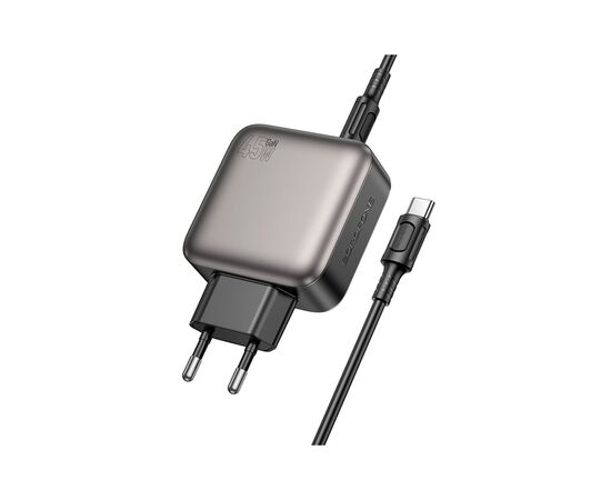Зарядное устройство BOROFONE BAS56A Absolute 2xUSB-C + 1xUSB-A PD45W + cable USB-C to USB-C Black (6941991116278), изображение 2 Зарядное устройство BOROFONE BAS56A Absolute 2xUSB-C + 1xUSB-A PD45W + cable USB-C to USB-C Black (6941991116278), изображение 2