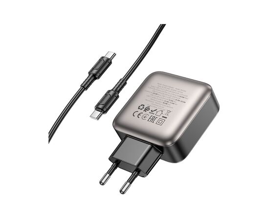 Зарядное устройство BOROFONE BAS56A Absolute 2xUSB-C + 1xUSB-A PD45W + cable USB-C to USB-C Black (6941991116278), изображение 5 Зарядное устройство BOROFONE BAS56A Absolute 2xUSB-C + 1xUSB-A PD45W + cable USB-C to USB-C Black (6941991116278), изображение 5