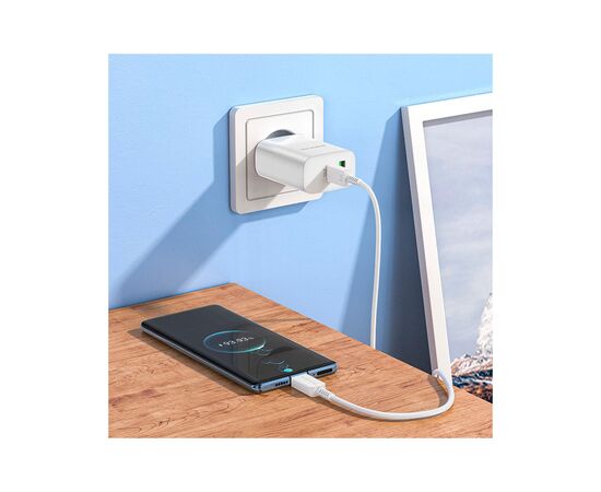 Зарядное устройство BOROFONE BN10 Sunlight 1xUSB-C PD65W + 1xUSB-A + cable USB-C to USB-C White (6974443388206), изображение 8 Зарядное устройство BOROFONE BN10 Sunlight 1xUSB-C PD65W + 1xUSB-A + cable USB-C to USB-C White (6974443388206), изображение 8