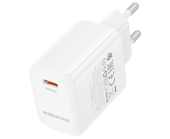 Зарядний пристрій BOROFONE BN26 Fuente USB-C PD20W White (6941991120237), зображення 3 Зарядний пристрій BOROFONE BN26 Fuente USB-C PD20W White (6941991120237), зображення 3
