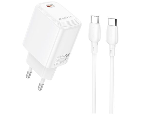 Зарядное устройство BOROFONE BN26 Fuente USB-C PD20W + cable USB-C to USB-C White (6941991120251)