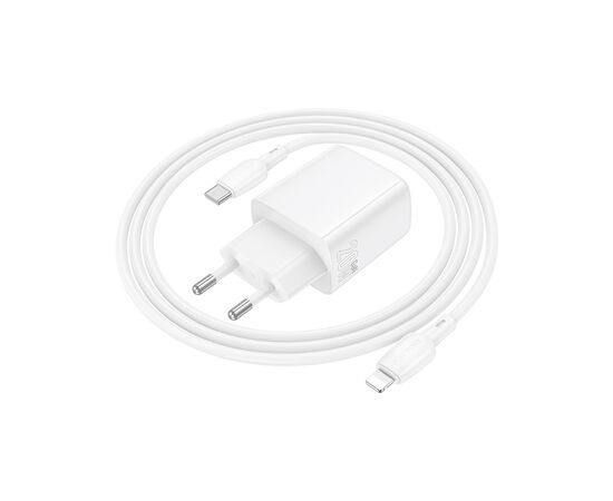 Зарядное устройство BOROFONE BN26 Fuente USB-C PD20W + cable USB-C to Lightning White (6941991120244), изображение 5 Зарядное устройство BOROFONE BN26 Fuente USB-C PD20W + cable USB-C to Lightning White (6941991120244), изображение 5