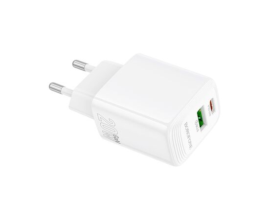 Зарядное устройство BOROFONE BN27 Fuente 1xUSB-C PD20W + 1xUSB QC3.0 White (6941991120268), изображение 6 Зарядное устройство BOROFONE BN27 Fuente 1xUSB-C PD20W + 1xUSB QC3.0 White (6941991120268), изображение 6