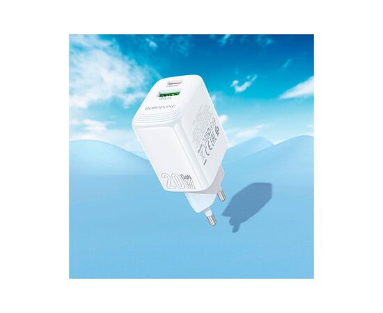Зарядное устройство BOROFONE BN27 Fuente 1xUSB-C PD20W + 1xUSB QC3.0 White (6941991120268), изображение 8 Зарядное устройство BOROFONE BN27 Fuente 1xUSB-C PD20W + 1xUSB QC3.0 White (6941991120268), изображение 8