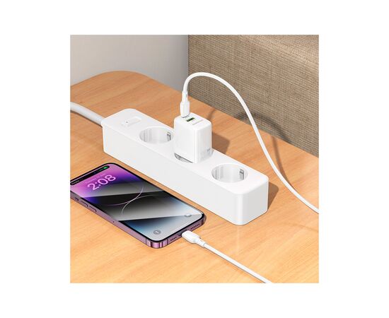 Зарядное устройство BOROFONE BN27 Fuente 1xUSB-C PD20W + 1xUSB QC3.0 White (6941991120268), изображение 9 Зарядное устройство BOROFONE BN27 Fuente 1xUSB-C PD20W + 1xUSB QC3.0 White (6941991120268), изображение 9