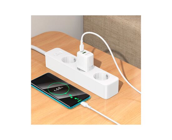 Зарядное устройство BOROFONE BN27 Fuente 1xUSB-C PD20W + 1xUSB QC3.0 + cable USB-C to USB-C White (6941991120282), изображение 9 Зарядное устройство BOROFONE BN27 Fuente 1xUSB-C PD20W + 1xUSB QC3.0 + cable USB-C to USB-C White (6941991120282), изображение 9