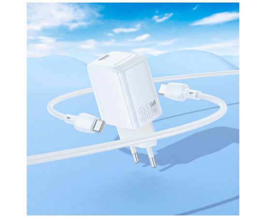 Зарядное устройство BOROFONE BN28 Fuente USB-C PD30W + cable USB-C to USB-C White (6941991120312), изображение 8 Зарядное устройство BOROFONE BN28 Fuente USB-C PD30W + cable USB-C to USB-C White (6941991120312), изображение 8