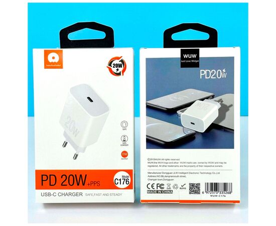 Зарядное устройство WUW C176 USB-C PD20W White (WUW-C176), изображение 4 Зарядное устройство WUW C176 USB-C PD20W White (WUW-C176), изображение 4