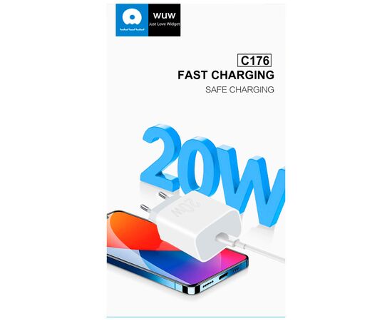 Зарядное устройство WUW C176 USB-C PD20W White (WUW-C176), изображение 5 Зарядное устройство WUW C176 USB-C PD20W White (WUW-C176), изображение 5