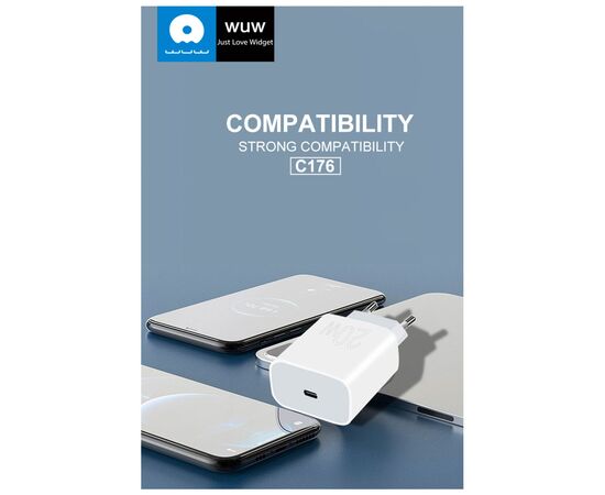 Зарядное устройство WUW C176 USB-C PD20W White (WUW-C176), изображение 7 Зарядное устройство WUW C176 USB-C PD20W White (WUW-C176), изображение 7