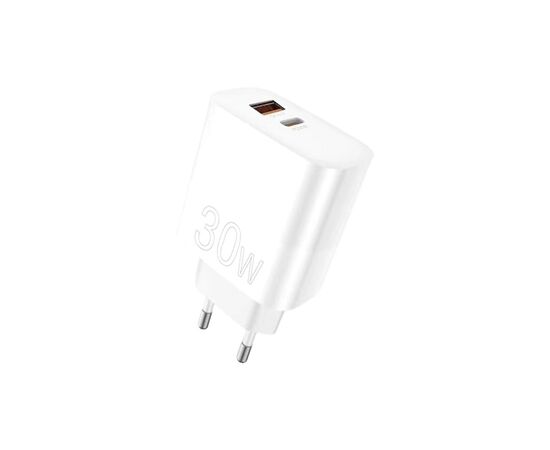 Зарядний пристрій WUW C208 1xUSB-C PD30W + 1xUSB QC3.0 18W White (6972573333417)