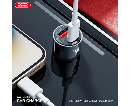 Зарядний пристрій XO CC58 USB-C PD65W + USB-A 30W Gray (CC58_Tarnish), зображення 3 Зарядний пристрій XO CC58 USB-C PD65W + USB-A 30W Gray (CC58_Tarnish), зображення 3