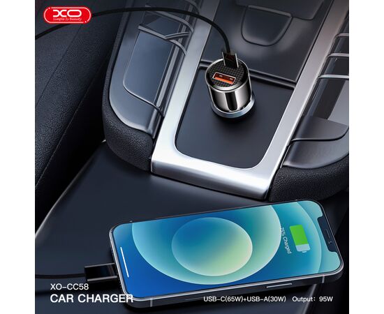 Зарядний пристрій XO CC58 USB-C PD65W + USB-A 30W Gray (CC58_Tarnish), зображення 7 Зарядний пристрій XO CC58 USB-C PD65W + USB-A 30W Gray (CC58_Tarnish), зображення 7