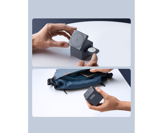 Зарядное устройство Anker MagGo Wireless Charging Station 15W 3-in-1 Cube Black (Y1811G11), изображение 3