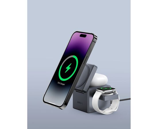 Зарядное устройство Anker MagGo Wireless Charging Station 15W 3-in-1 Cube Black (Y1811G11), изображение 6