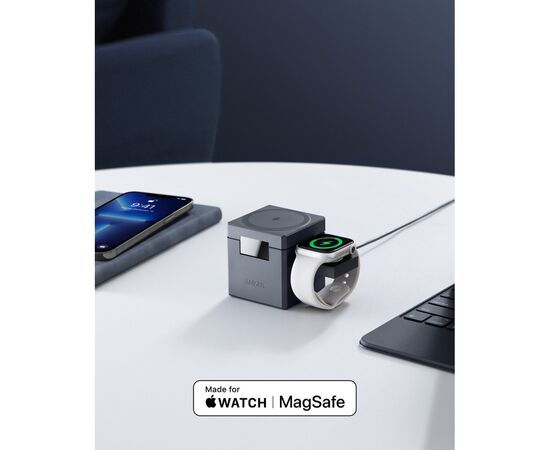 Зарядное устройство Anker MagGo Wireless Charging Station 15W 3-in-1 Cube Black (Y1811G11), изображение 7