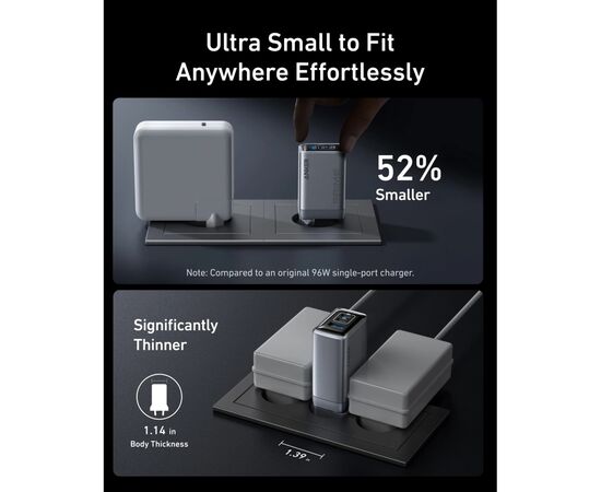 Зарядное устройство Anker GaNPrime 100W 2xUSB-C PD + 1xUSB-A Foldable Silver (A2688341), изображение 2