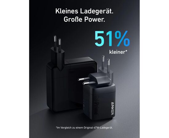 Зарядное устройство Anker GaNPrime 67W 2xUSB-C PD + 1xUSB-A Black (A2669313), изображение 6