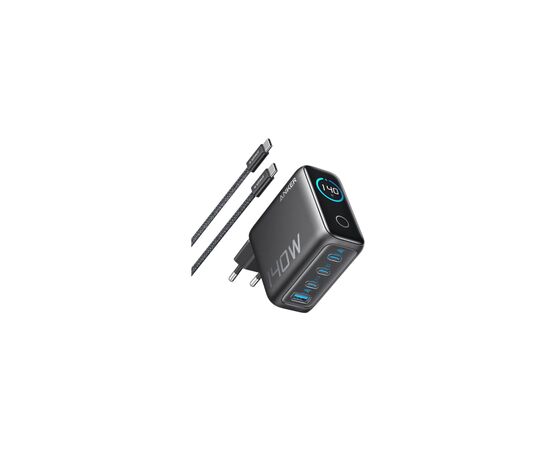 Зарядний пристрій Anker Laptop GaN 140W 3xUSB-C PD3.1 + USB-A + display + cable Black (B2697GZ1)