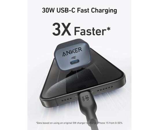 Зарядное устройство Anker PowerPort 511 Nano IV 30W USB-C Black (A2337G11), изображение 2 Зарядное устройство Anker PowerPort 511 Nano IV 30W USB-C Black (A2337G11), изображение 2