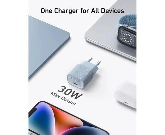 Зарядное устройство Anker PowerPort 511 Nano IV 30W USB-C Black (A2337G11), изображение 4 Зарядное устройство Anker PowerPort 511 Nano IV 30W USB-C Black (A2337G11), изображение 4