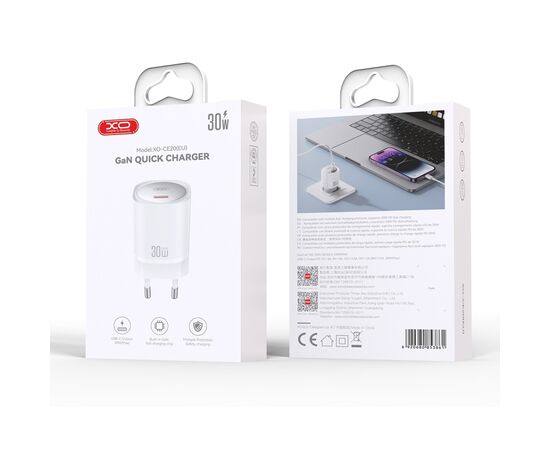 Зарядное устройство XO CE20 33W USB-C PD30W/PPS33W White (CE20_White), изображение 2 Зарядное устройство XO CE20 33W USB-C PD30W/PPS33W White (CE20_White), изображение 2