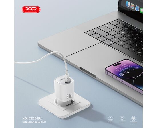 Зарядное устройство XO CE20 33W USB-C PD30W/PPS33W White (CE20_White), изображение 5 Зарядное устройство XO CE20 33W USB-C PD30W/PPS33W White (CE20_White), изображение 5