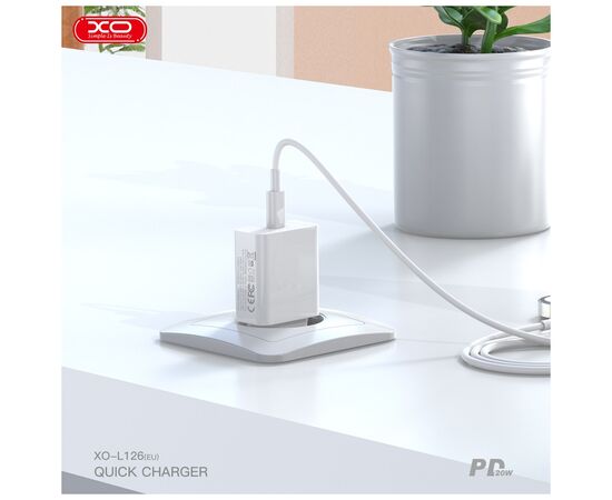 Зарядний пристрій XO L126 20W USB-C PD White (L126_White), зображення 7 Зарядний пристрій XO L126 20W USB-C PD White (L126_White), зображення 7
