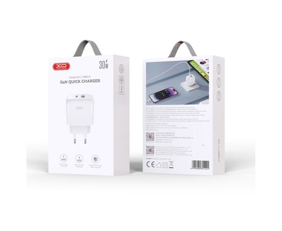Зарядний пристрій XO L138 48W USB-C PD30W + USB-A QC18W White (L138_White), зображення 3 Зарядний пристрій XO L138 48W USB-C PD30W + USB-A QC18W White (L138_White), зображення 3