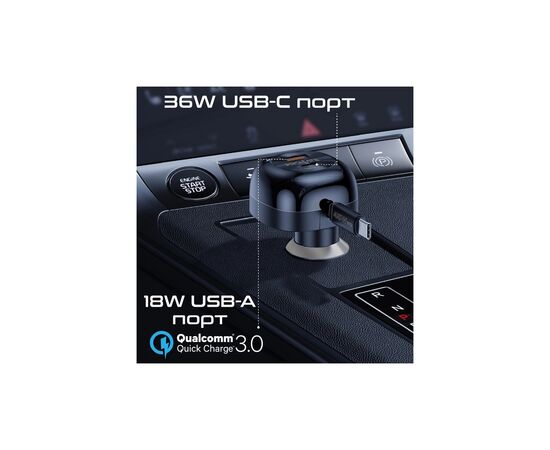 Зарядное устройство Promate 62W USB-C cable + USB-A/USB-C ports (powerdrive-rc65), изображение 4 Зарядное устройство Promate 62W USB-C cable + USB-A/USB-C ports (powerdrive-rc65), изображение 4