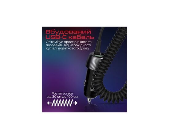 Зарядное устройство Promate 33W USB-C cable + USB-A port (powerdrive-33pdc.black), изображение 5 Зарядное устройство Promate 33W USB-C cable + USB-A port (powerdrive-33pdc.black), изображение 5